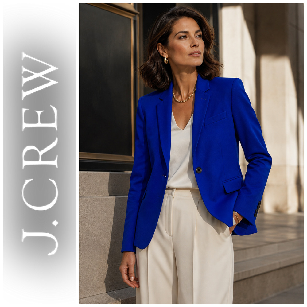 J Crew Regent Blazer Sz 6 Cobalt Royal Blue Wool Stretch Career Jacket